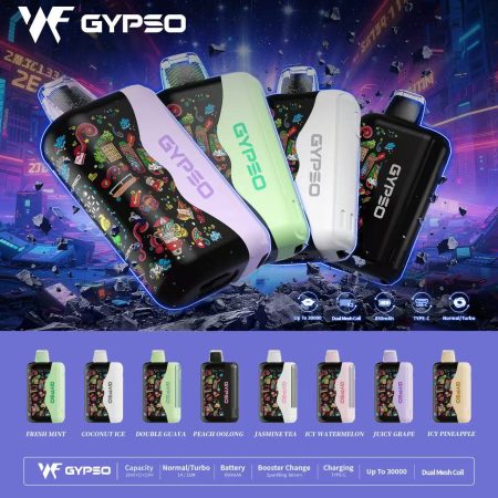 GYPSO 30000 口雙模式拋棄式電子煙｜30,000 口超長續航 × 雙網芯霧化 × Turbo 強勁模式